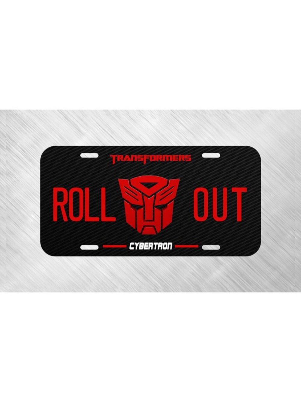 Simulated Carbon Fiber Transformers Robot License Plate Auto Car Tag